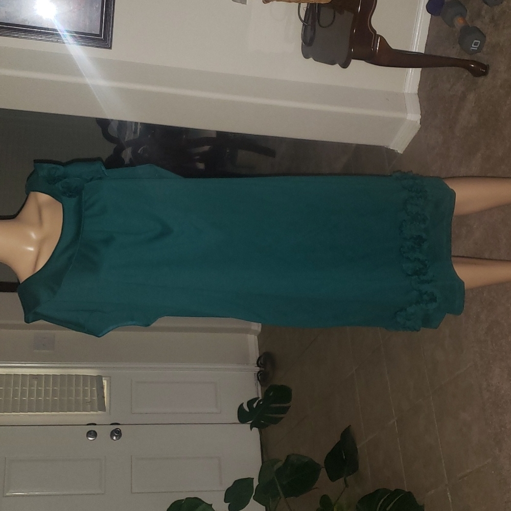 Aa Studio 20w gorgeous green ruffle swirl & flower adornments sleeveless